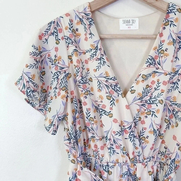 Sienna  Sky Floral Wrap Short Sleeve Dress - Picture 7 of 15